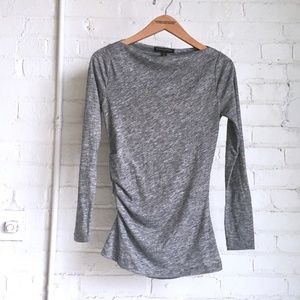 Banana Republic Heather Gray Sweater Ruffle Side